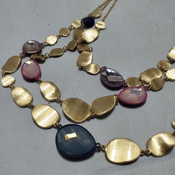 ILLUMINATA 3 strand multi color stone with Lunaria flower gold petals - Picture 6 of 7